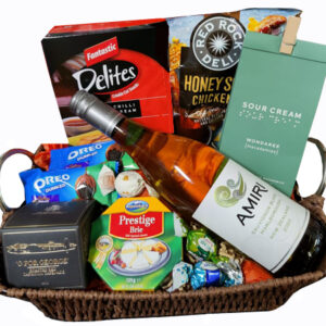 Gourmet and wine gift basket