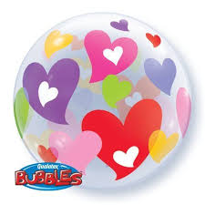 Colourful bubble hearts